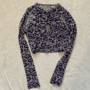 Shein purple mesh leopard print top size small